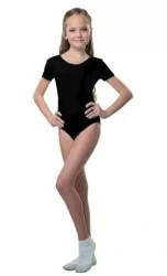 Купальник гимнастический х/б кор.рукав 26-32 черный