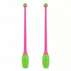 Булавы для гимнастики 41 см Indigo вставляющиеся (пластик, каучук) цикламеново-салатовый