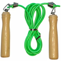 Скакалка 2.6 м E32639-2 ПВХ с деревянными ручками зеленый