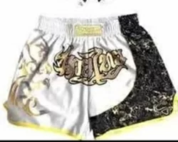 Шорты для единоборств (полиэстер, эластан) Бело-золотой