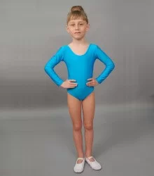 Купальник гимнастический лайкра длин.рукав 26-32 бирюзовый