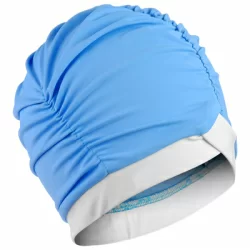 Шапочка для плавания Combosport лайкра объемная двухцветная, голубой/белый
