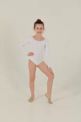 Купальник гимнастический х/б длин. рукав 40-42 белый