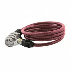 Замок, трос спиральный 6х1000 мм, кодовый, красный