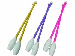 Булавы для гимнастики 45 см (резина, пластик) желтые с белым наконечником