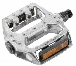 Педали JD-281 алюминиевые 9/16" со светоотраж. серебристые