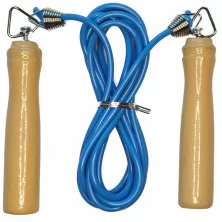 Скакалка 2.6 м E32639-1 ПВХ с деревянными ручками синий