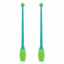Булавы для гимнастики 41 см Indigo вставляющиеся (пластик, каучук) бирюзово-салатовый