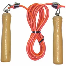 Скакалка 2.6 м E32639-3 ПВХ с деревянными ручками красный