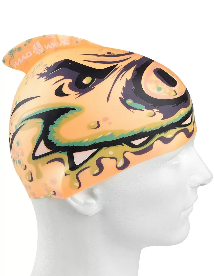  Шапочка для плавания Mad Wave Silicone Printed Junior with fin PIG по низким ценам в Томске и Северске