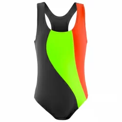 Купальник Combosport Волна т.серый/зеленый неон/коралл