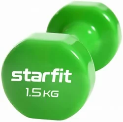 Гантель виниловая 1.5 кг StarFit Core DB-101 зеленый (1 шт)