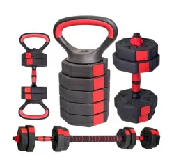 Набор гантелей 10кг DK-10 (E36848) 2х5кг/гиря/миништанга 6 в 1 (пластик/цемент)