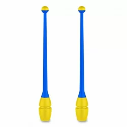 Булавы для гимнастики 41 см Indigo вставляющиеся (пластик, каучук) голубо-желтый