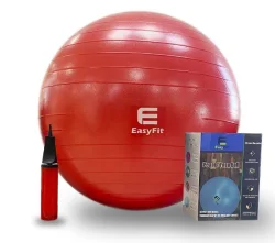 Фитбол 75 см EasyFit с системой антивзрыв, насос в компл. красный