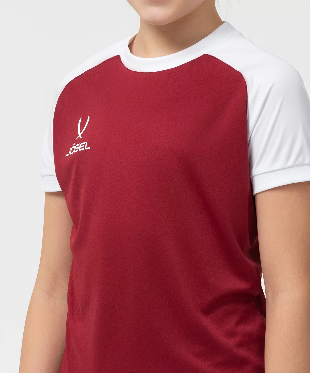  Футболка игровая JOGEL CAMP Reglan Jersey, гранатовый/белый, детский по низким ценам в Томске и Северске