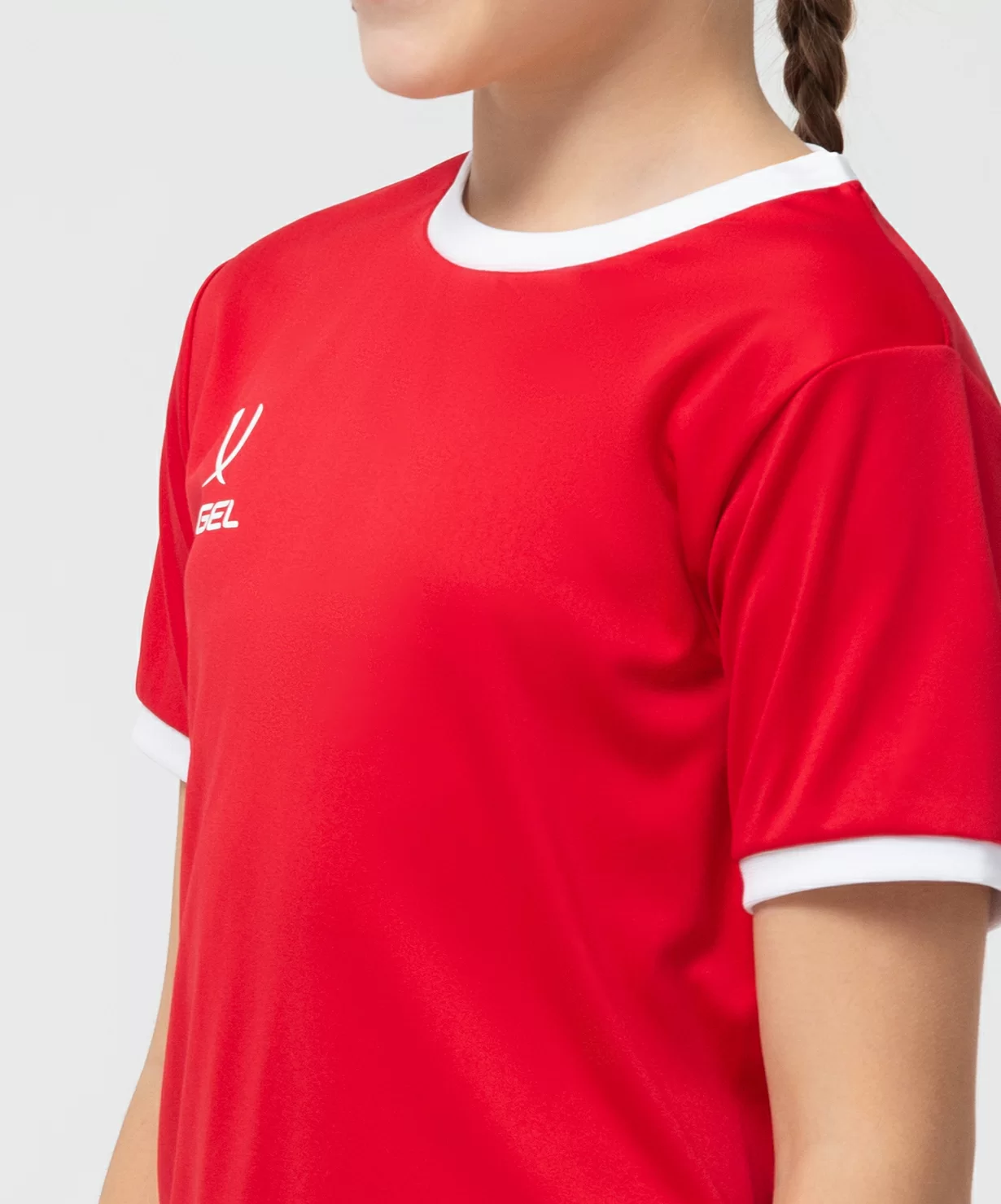  Футболка футбольная JOGEL CAMP Origin, красный/белый, детский по низким ценам в Томске и Северске