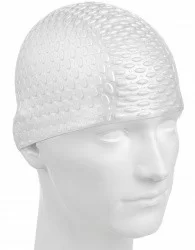 Шапочка для плавания Mad Wave Silicone Bubble white