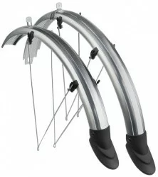 Крылья 26" SP56A 7A полноразмерные пластиковые с брызговиками серебр.
