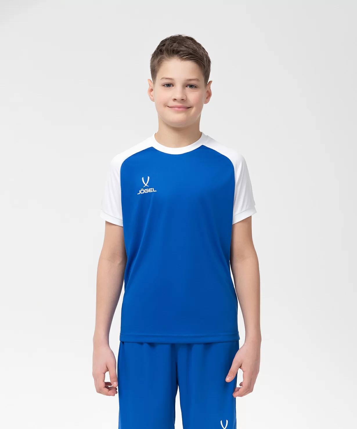  Футболка игровая JOGEL CAMP Reglan Jersey, синий/белый, детский по низким ценам в Томске и Северске