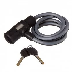 Замок, трос спиральный 10х1000 мм, с ключом STG TY580-1 черный со светоотр. полосой