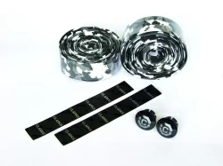 Лента на руль Clark's CHBT28BW корковая+крепеж+заглушки на руль камуфляж черно-бел.