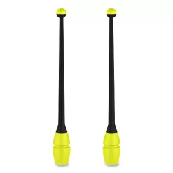 Булавы для гимнастики 41 см Indigo вставляющиеся (пластик, каучук) черно-лимонный