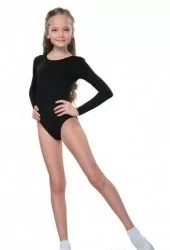 Купальник гимнастический лайкра длин.рукав 34-38 черный