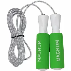 Скакалка 3 м B34453 трос в оплетке, с подшипником, бело/зеленая