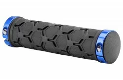 Грипсы XH-G181BL 130 мм чёрные, синие кольца
