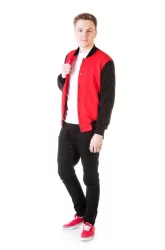 Бомбер мужской на молнии красный/черный