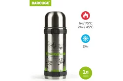 Термос Barouge 1 л BT-412F нержавеющая сталь металлик с принтом