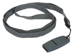 Свисток пластик без шарика судейский для зимних видов спорта со шнурком серый